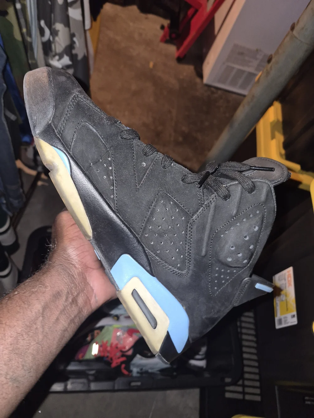 MENs Black and Light Blue High-Top Sneakers